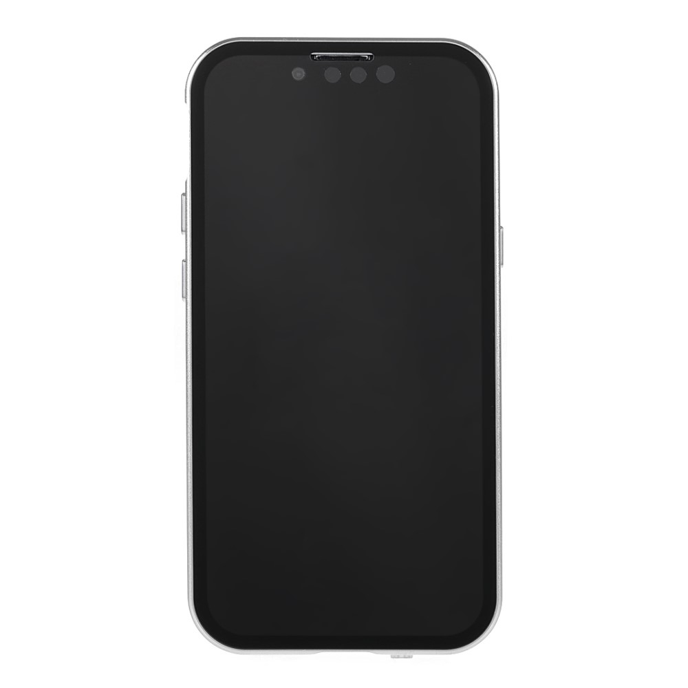 iPhone 13 Magnetische Alu Schutzhülle mit Panzer Glas Backcover   Privacy Displayschutz (Magnet-Technologie) - Silber