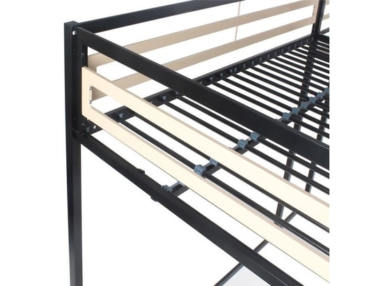 TBS - Lit mezzanine - 140x190 cm - métal - noir - sommier inclus ...