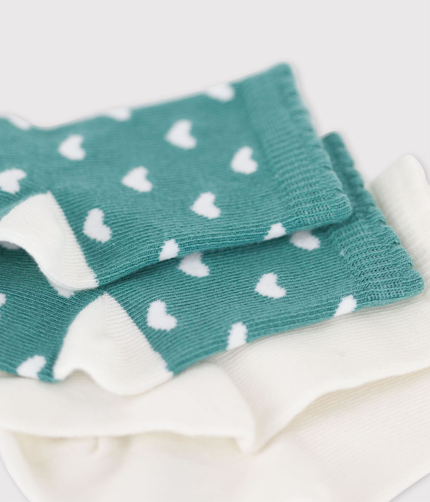 Lot de 2 paires chaussettes bébé cœurs
