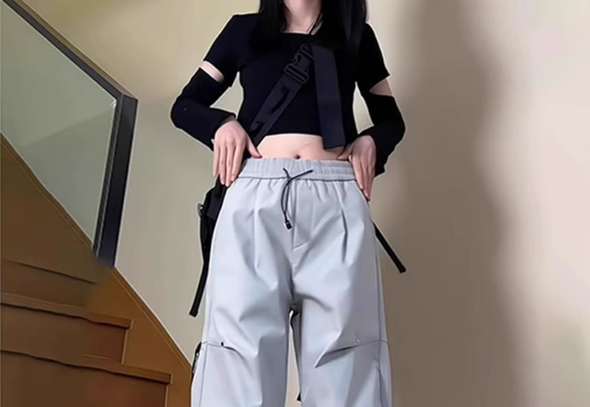 Kimeya - Hoge taille effen wijde broek