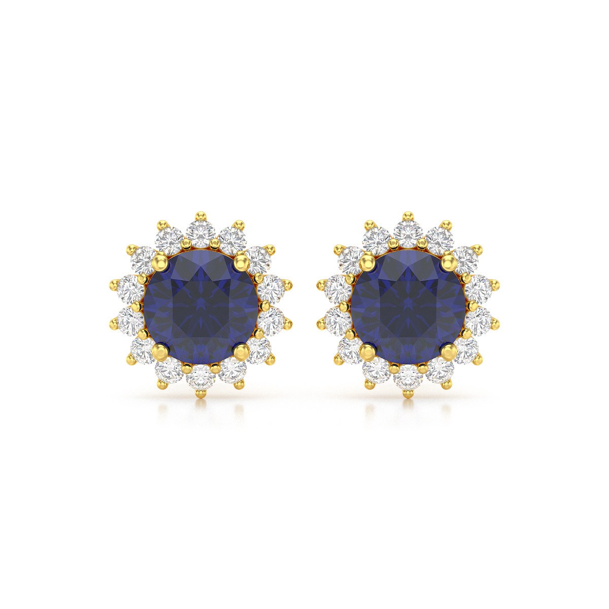 Boucles d'oreilles ADEN Or 585 Jaune Saphir et Diamant 2.61grs