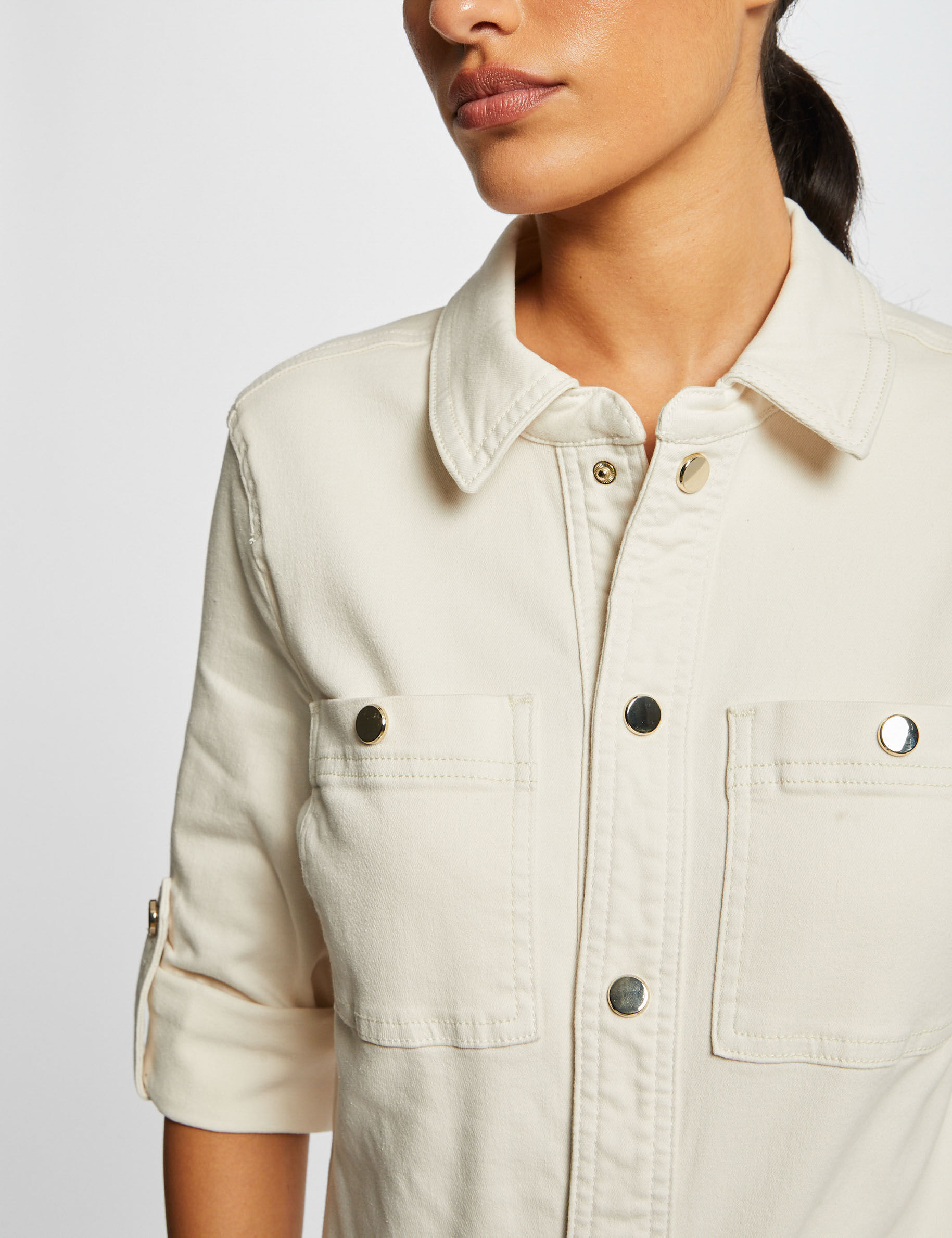 Combinaison droite boutonnée ecru moyen femme - ecru_moyen