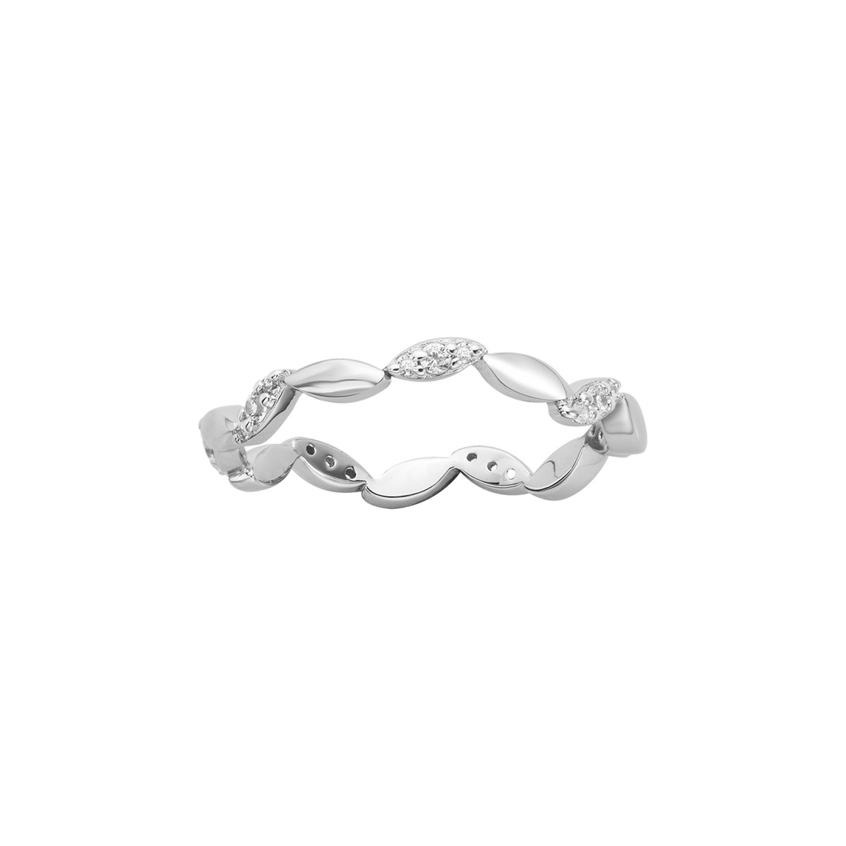 Alliance en Argent avec oxyde de zirconium blanc