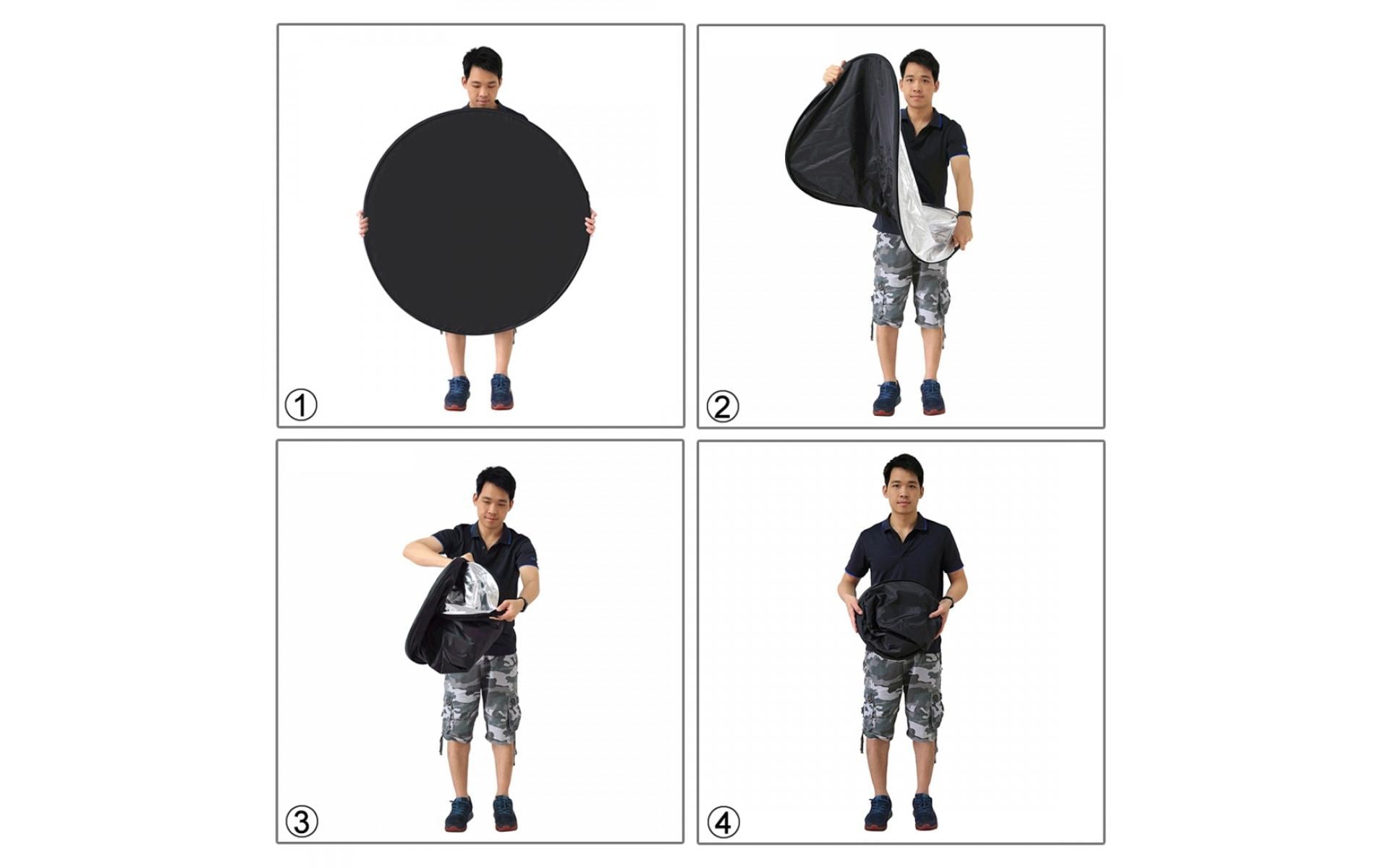 Reflektor 5-in-1 110 cmReflektor-Kit mit fünf verschiedenen reflektierenden Oberflächen