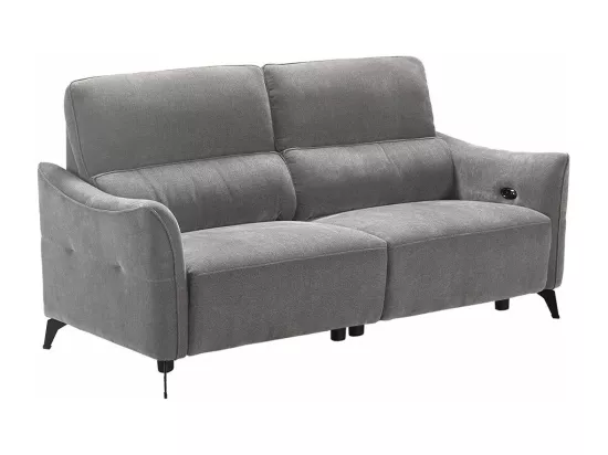 BURGOS - Canapé 3 Places Electrique Tissu Waterproof Gris