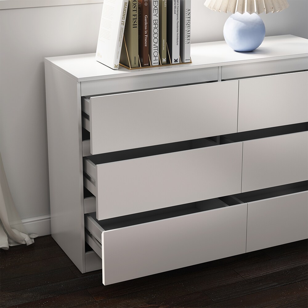 Vicco Kommode Calisto, Weiß 120 x 78,5 cm, mit 6 Schubfächer, Sideboard, Schrank