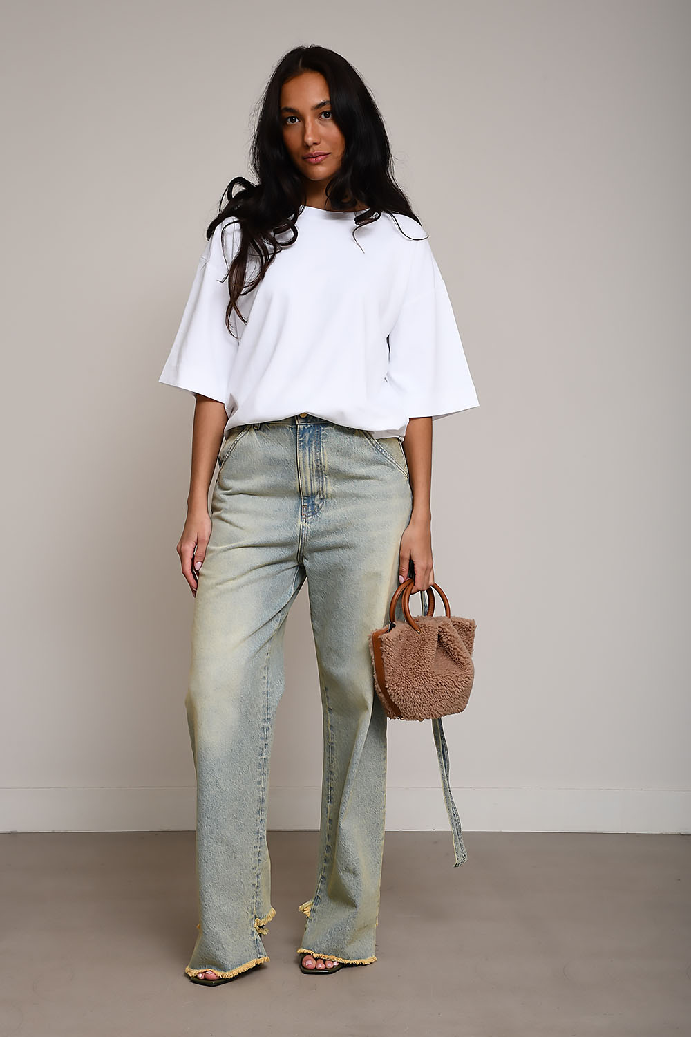 Lisa belt adorned loose fit denim jeans