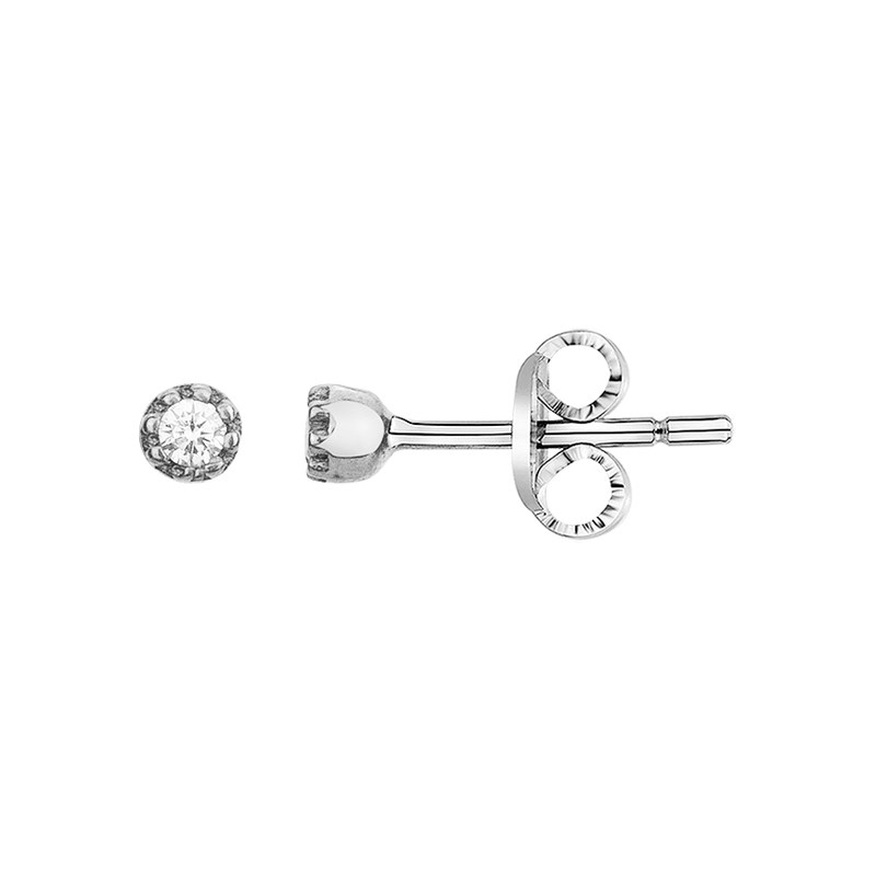 Boucles d'oreilles puces en Argent avec oxyde de zirconium blanc