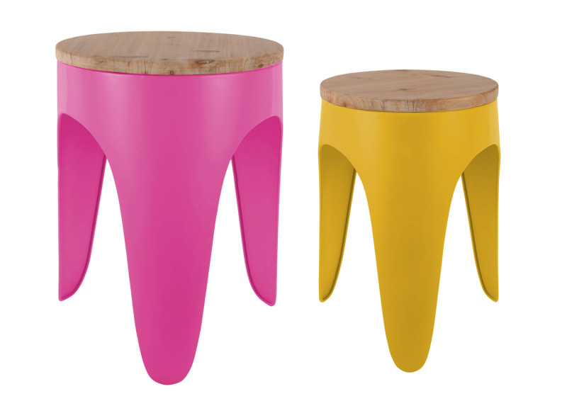 Stool Set Double Funky LM2258LB Soft blue & dark mauve
