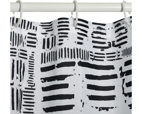 Spirella Connection textiel douchegordijn, 180 x 200 cm, wit/zwart