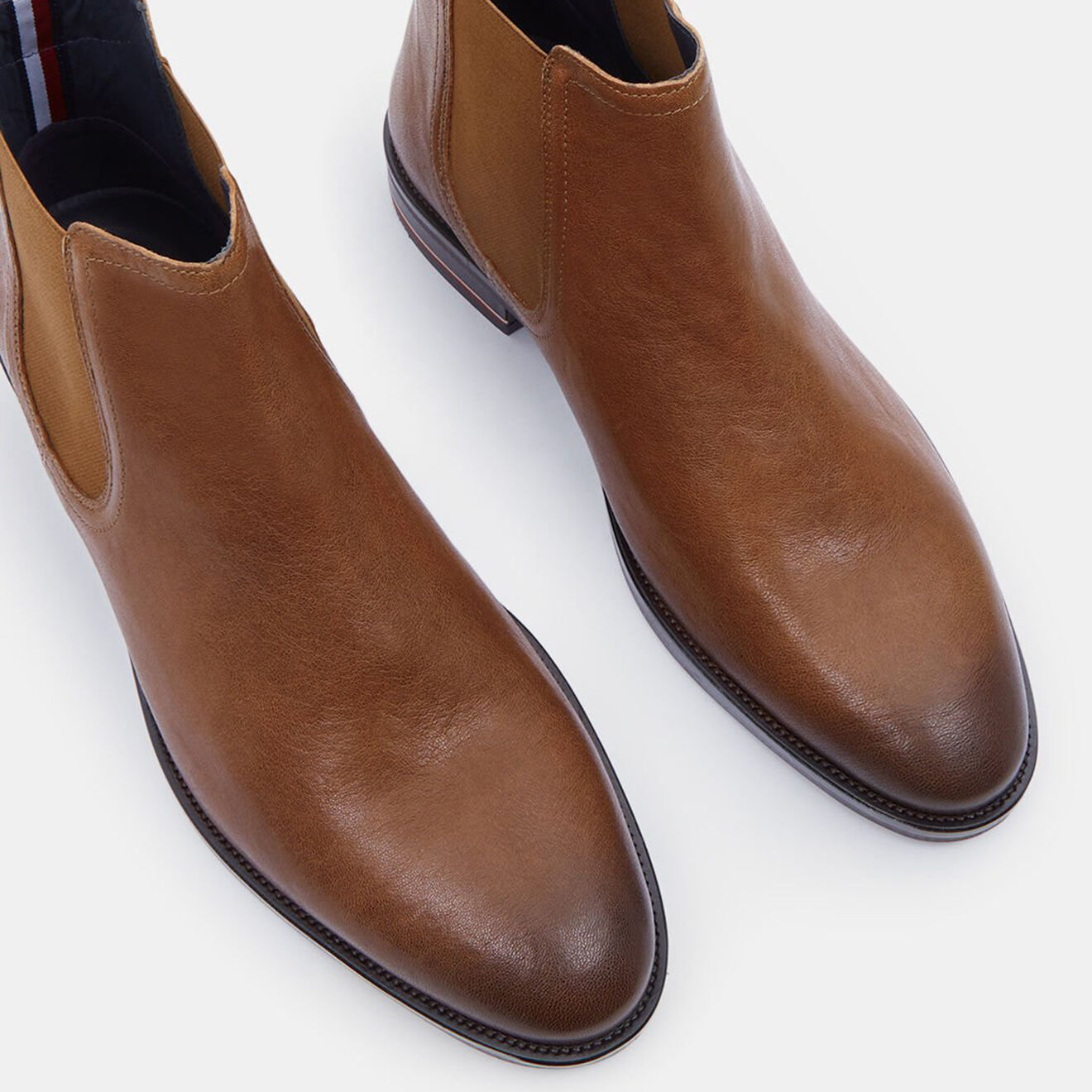 Tommy Hilfiger Chelsea boots en Cuir Signature cognac