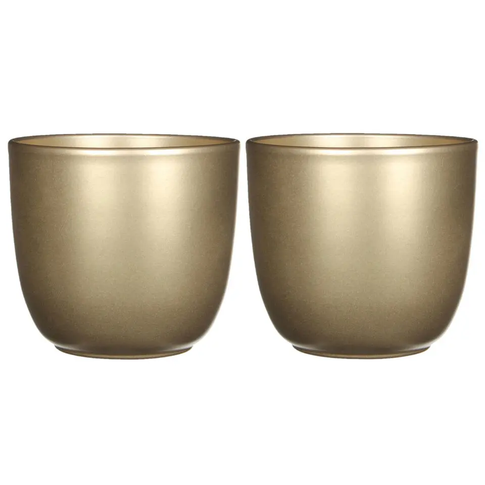 Mica Decorations Bloempot - goud - keramiek - 17 x 16 cm