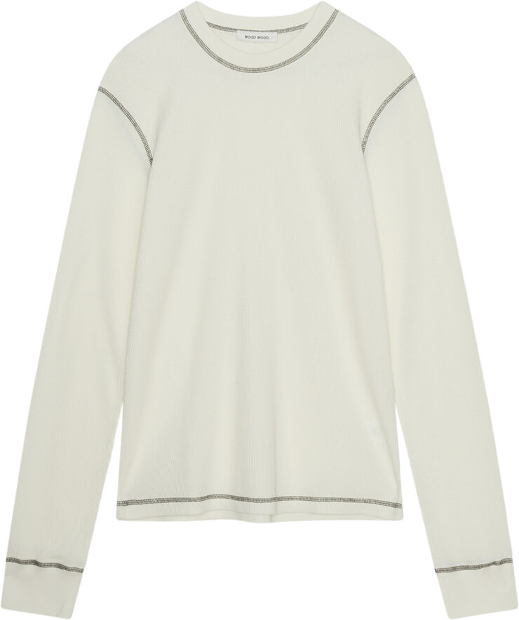 Wood Wood Emil waffleknit LS T-shirt Off-white
