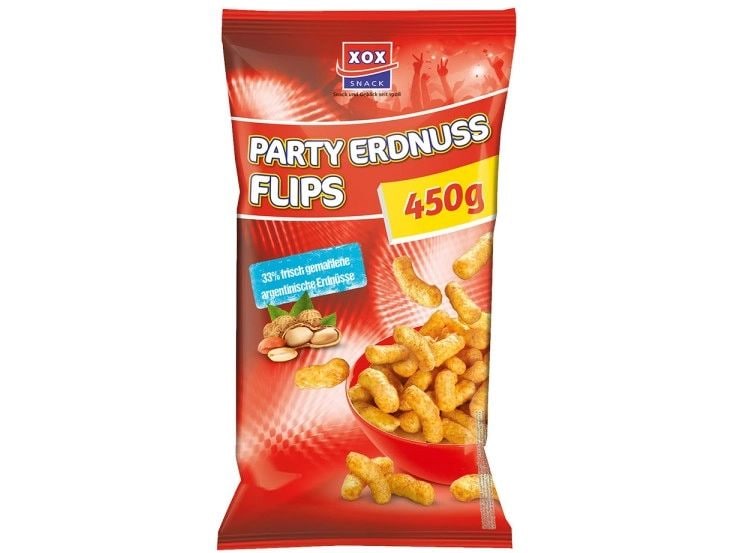 XOX Snack Party Erdnussflips 450 g Knusprige Erdnussflips im Party-Pack