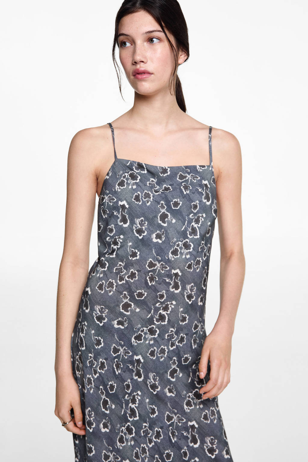 MANGO TEEN gebloemde maxi jurk donkergrijs