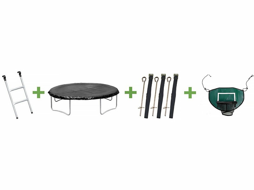 Trampoline avec filet intérieur et panier de basket 