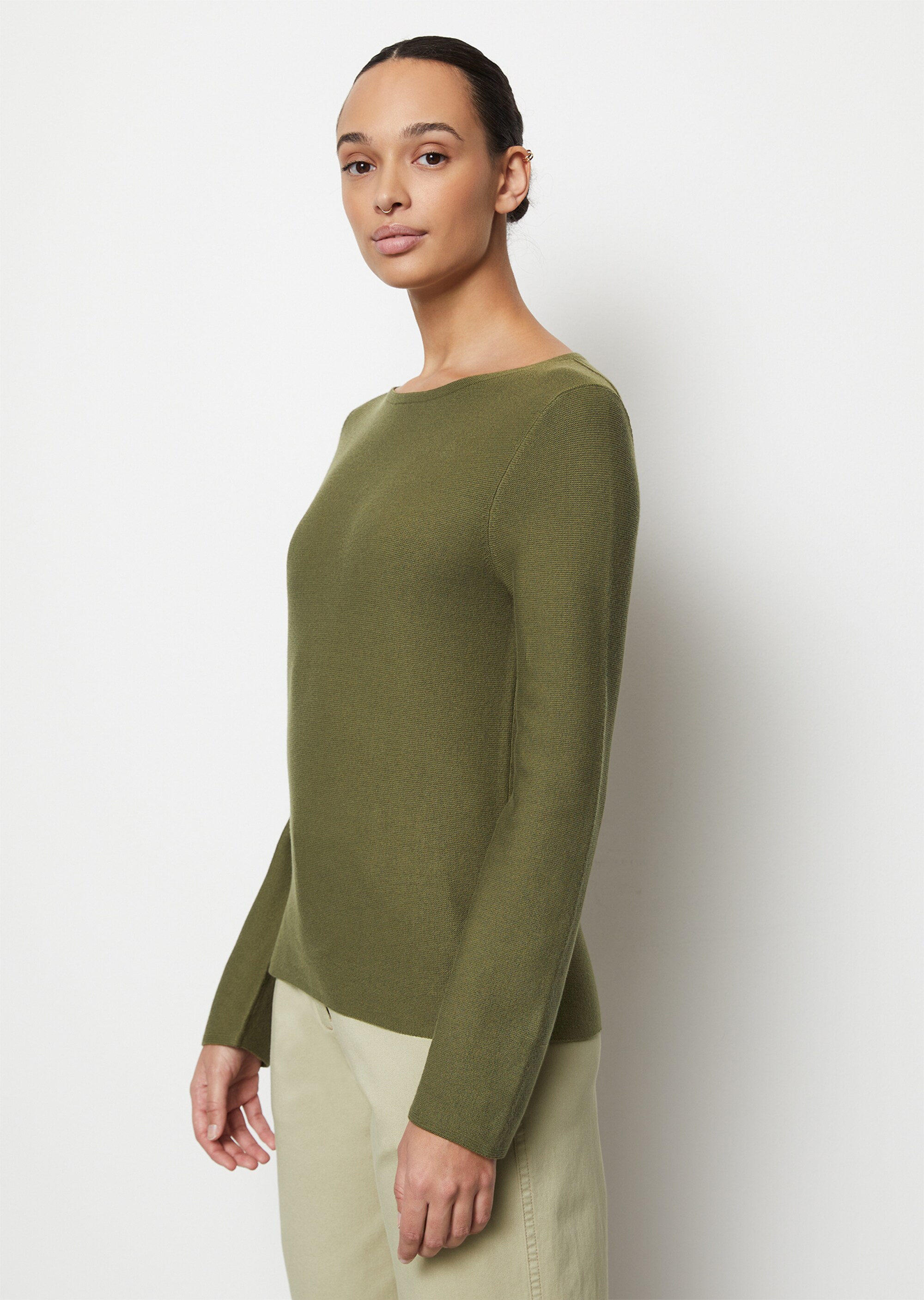 Rundhals-Strickpullover regularmit feinen linken Maschen