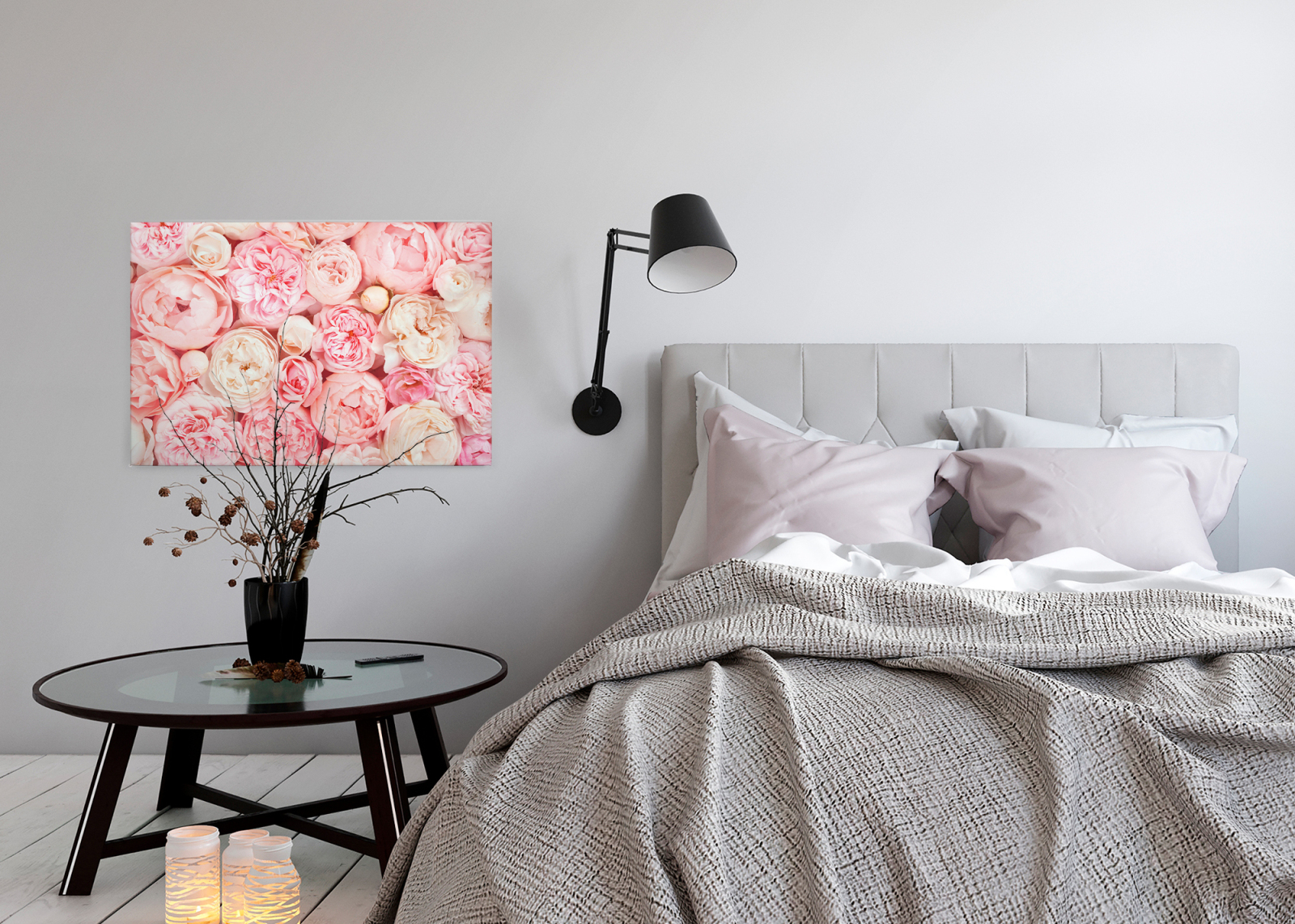 Leinwandbild BLUMEN BOUQET - rosa - 90x60 cm