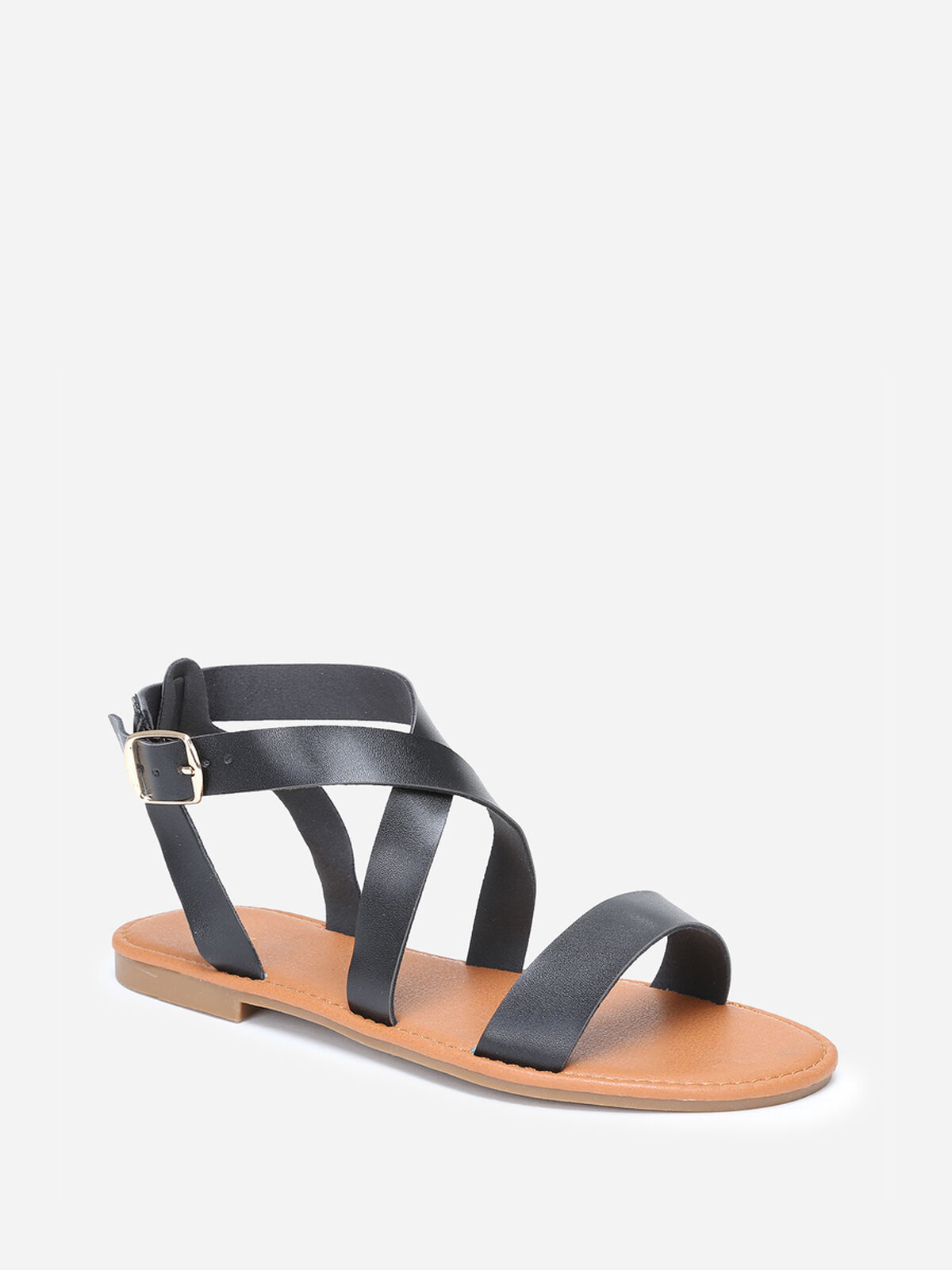Sandales à brides avec boucle- Noir