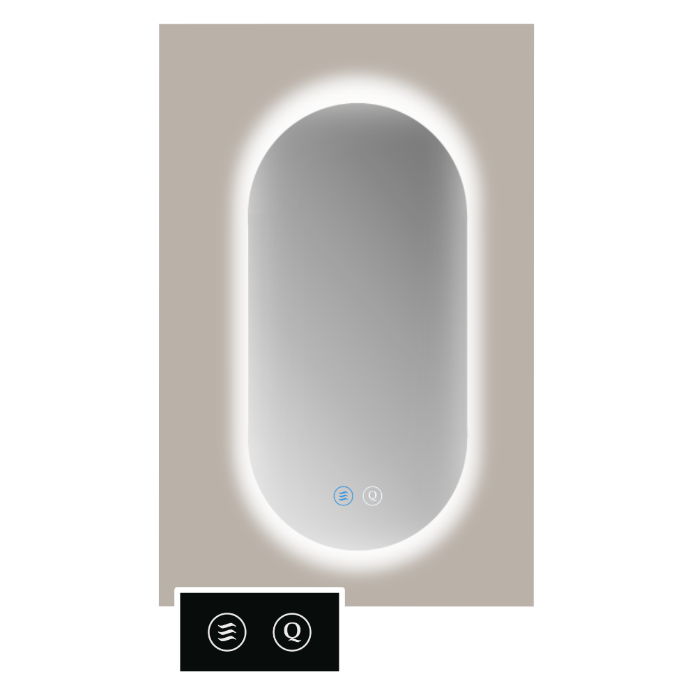 Sanicare Tutti ORTA ovale spiegel met verwarming, verlichting rondom en touch bediening 40x100cm