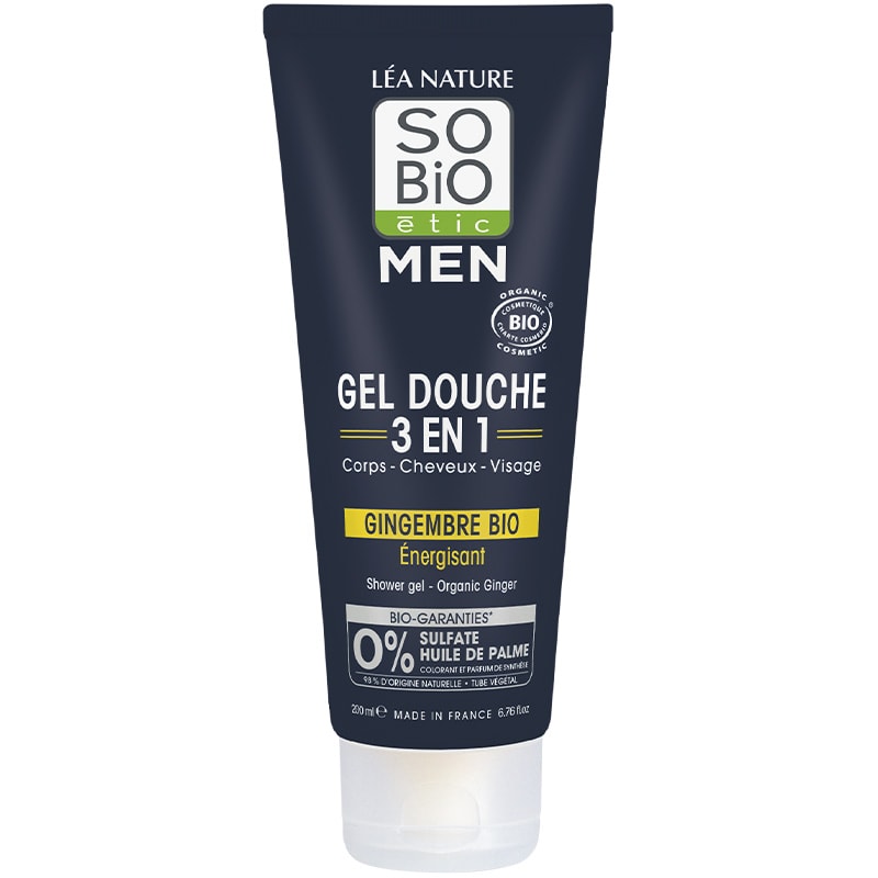 Gels douche 3-en-1 énergisants bio - Gingembre - Homme - 2 x 200 ml