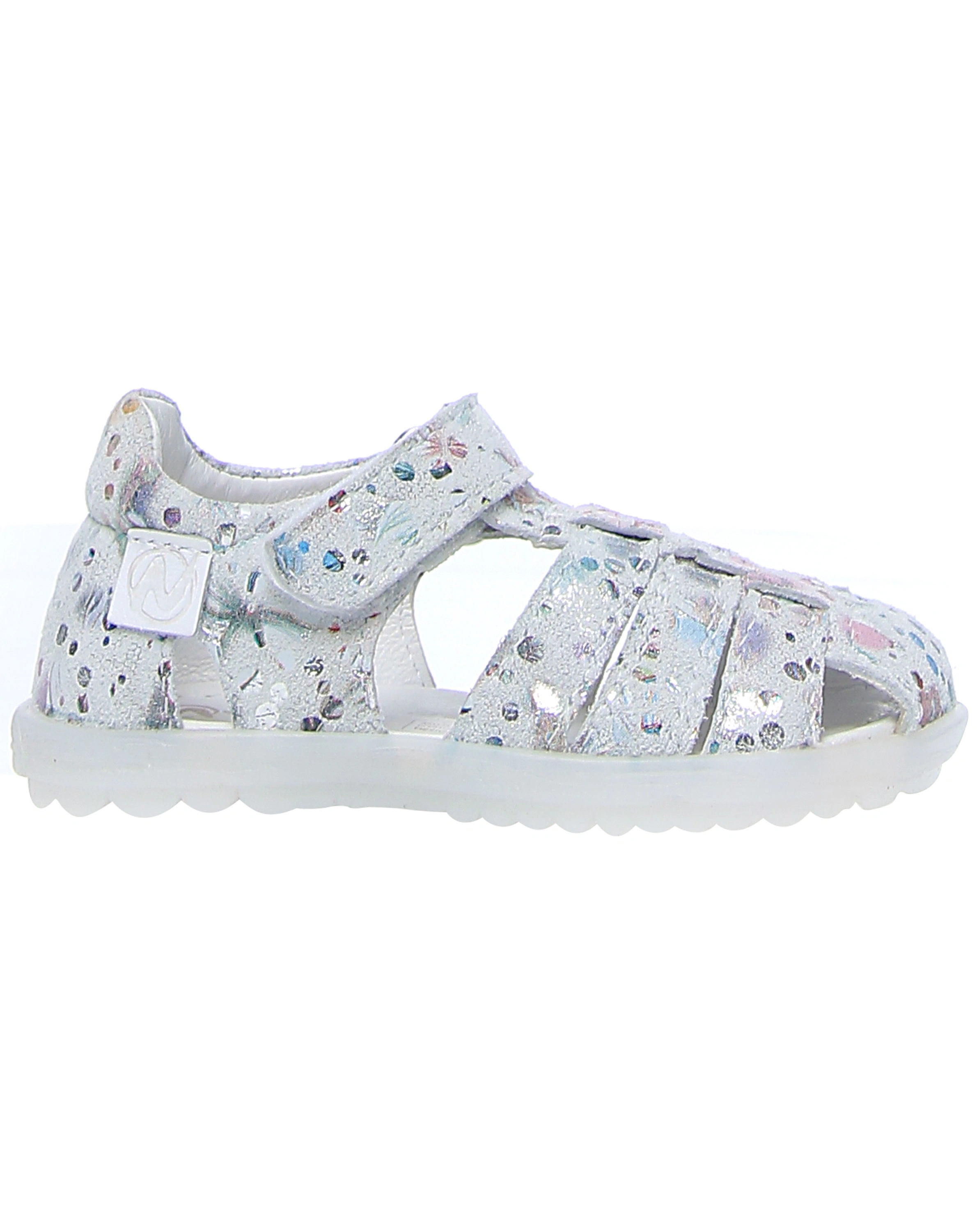 Leder-Sandalen FLOWERY mit Zehenschutz in weiß