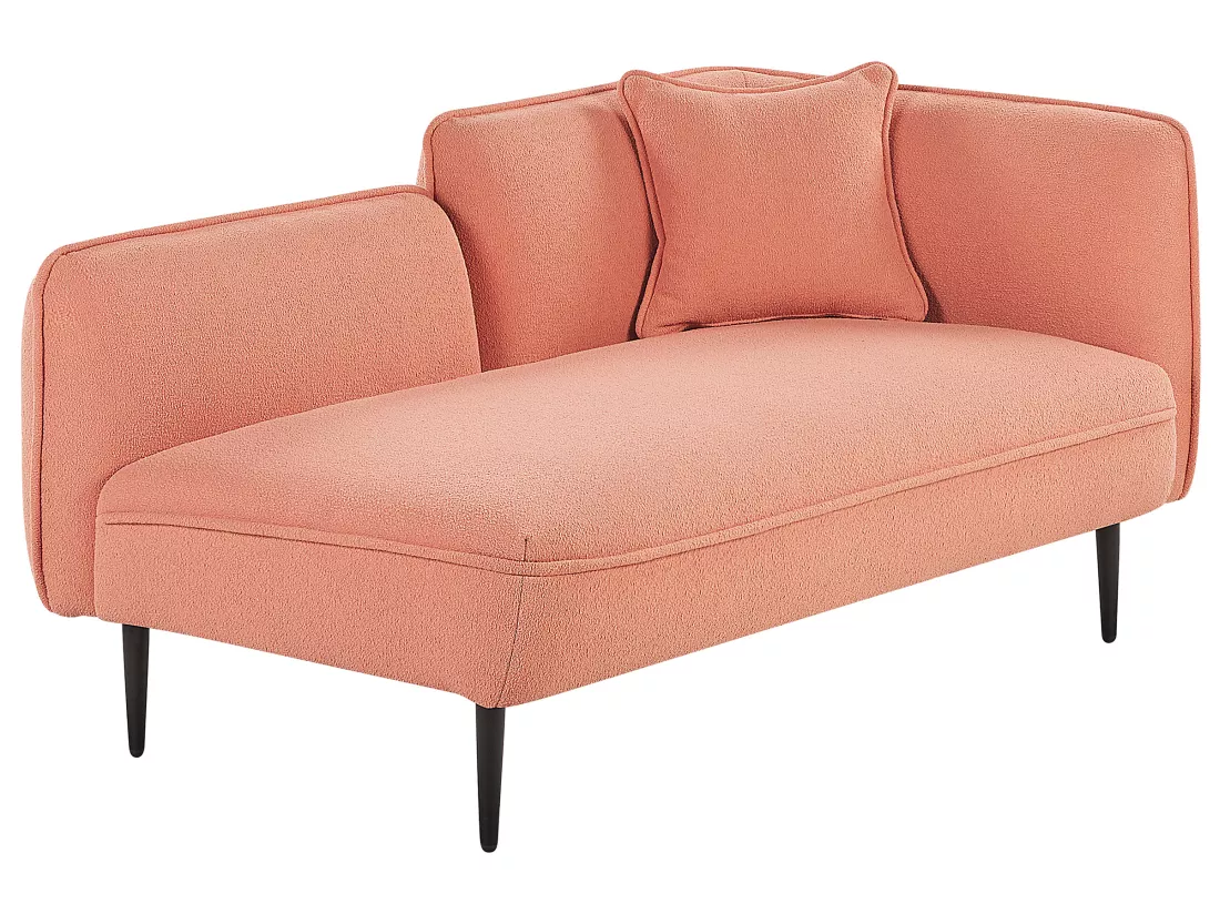 Méridienne angle droit tissu bouclé rose pêche CHEVANNES
