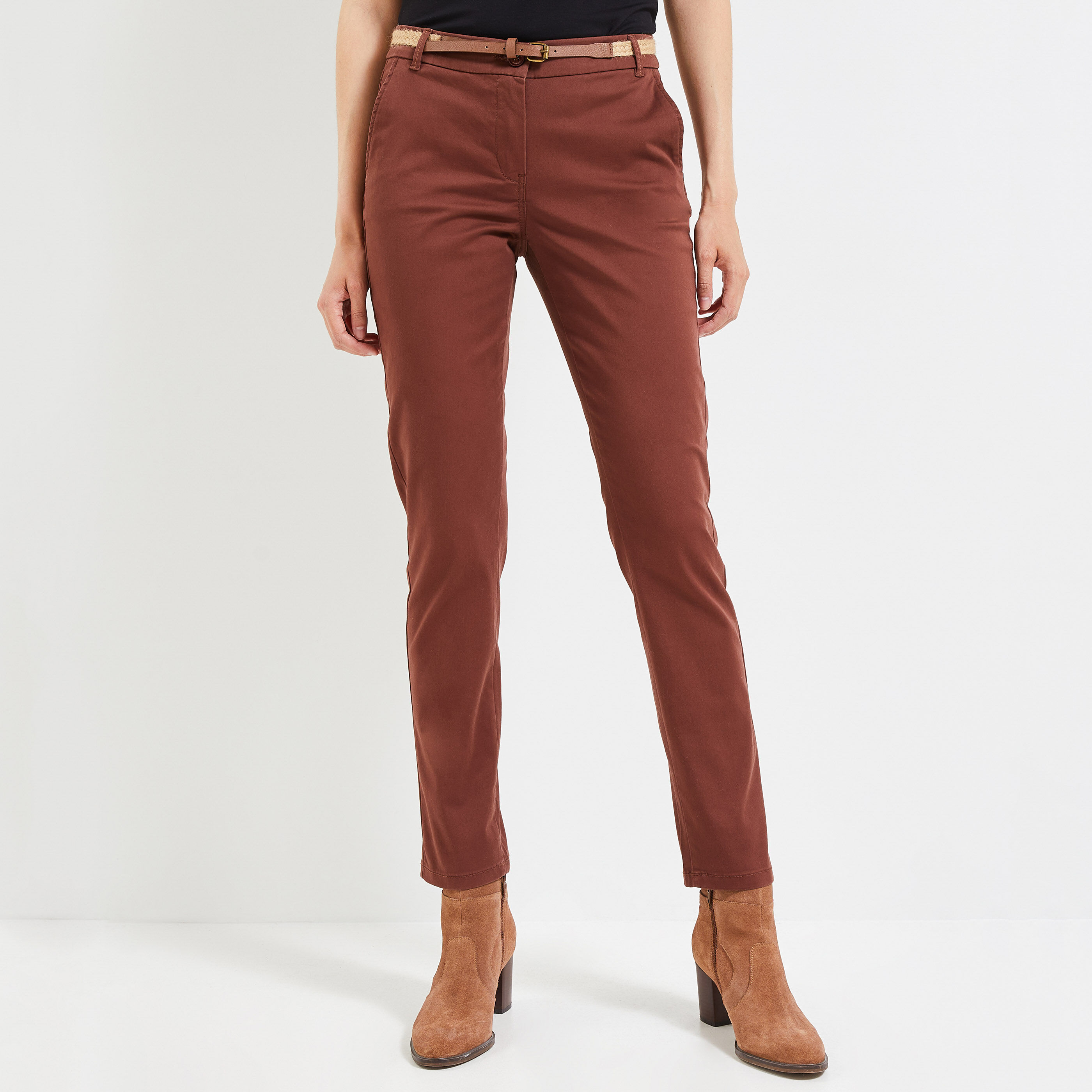 Pantalon chino femme - MARRON