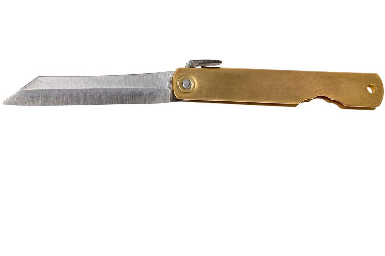 Higonokami zakmes 7 cm HIGO09, Blue paper steel, messing