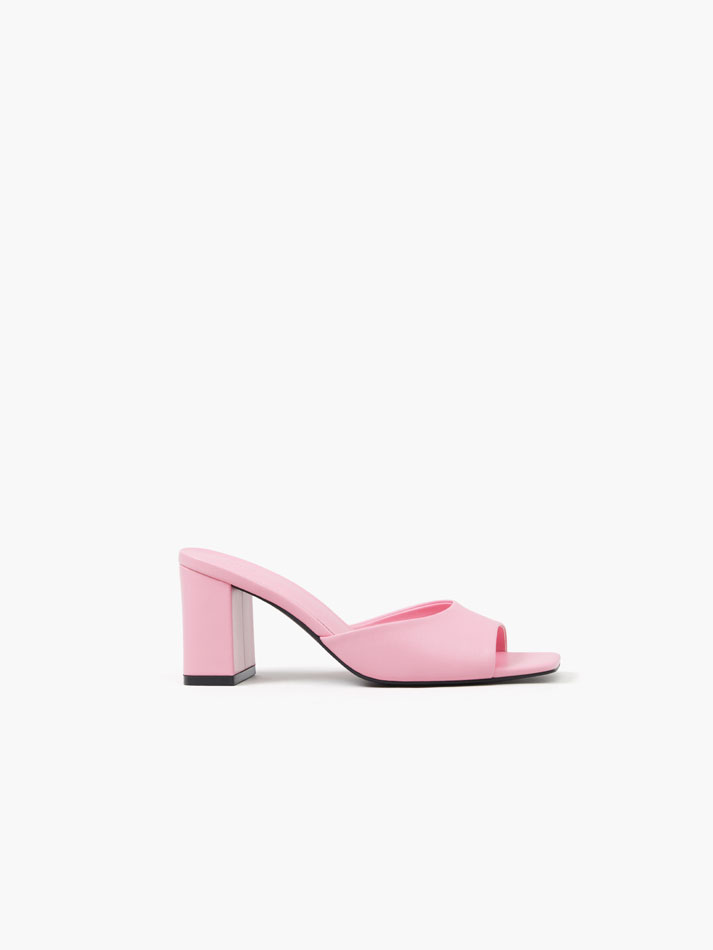 Sandália mule de salto alto - Rosa