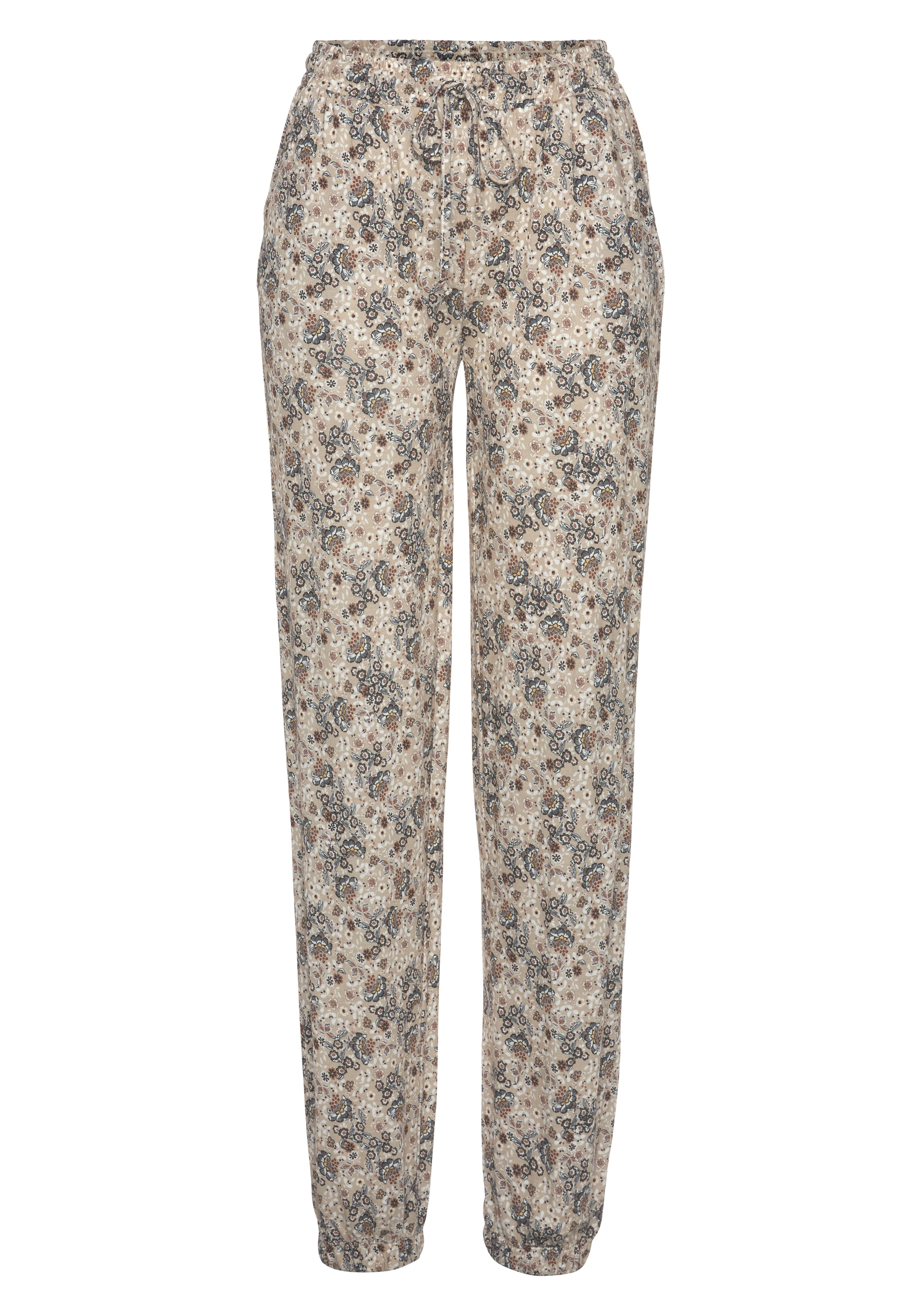 Vivance Jerseyhose  mit Blümchendruck und Taschen, Sommerhose, elastisch