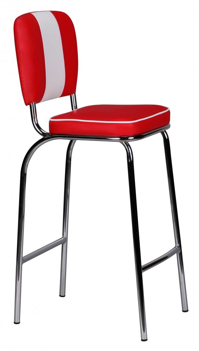 Barhocker Lederlook rot/ weiß
