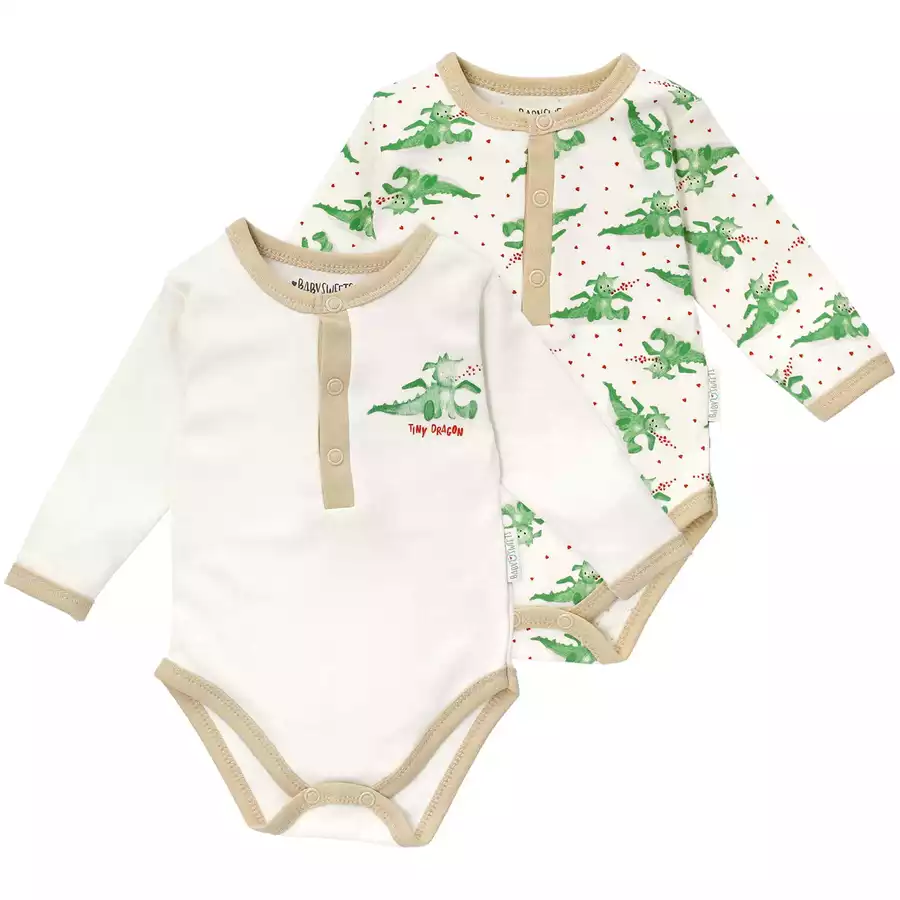 Baby Sweets 2 Bodys Langarm Lieblingsstücke grün beige