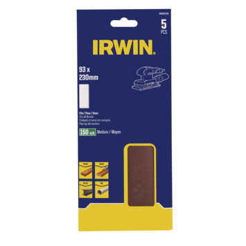 Irwin schuurvel 230 x 93 mm K150 voor klembevestiging, zonder perforatie, 5 stuks.