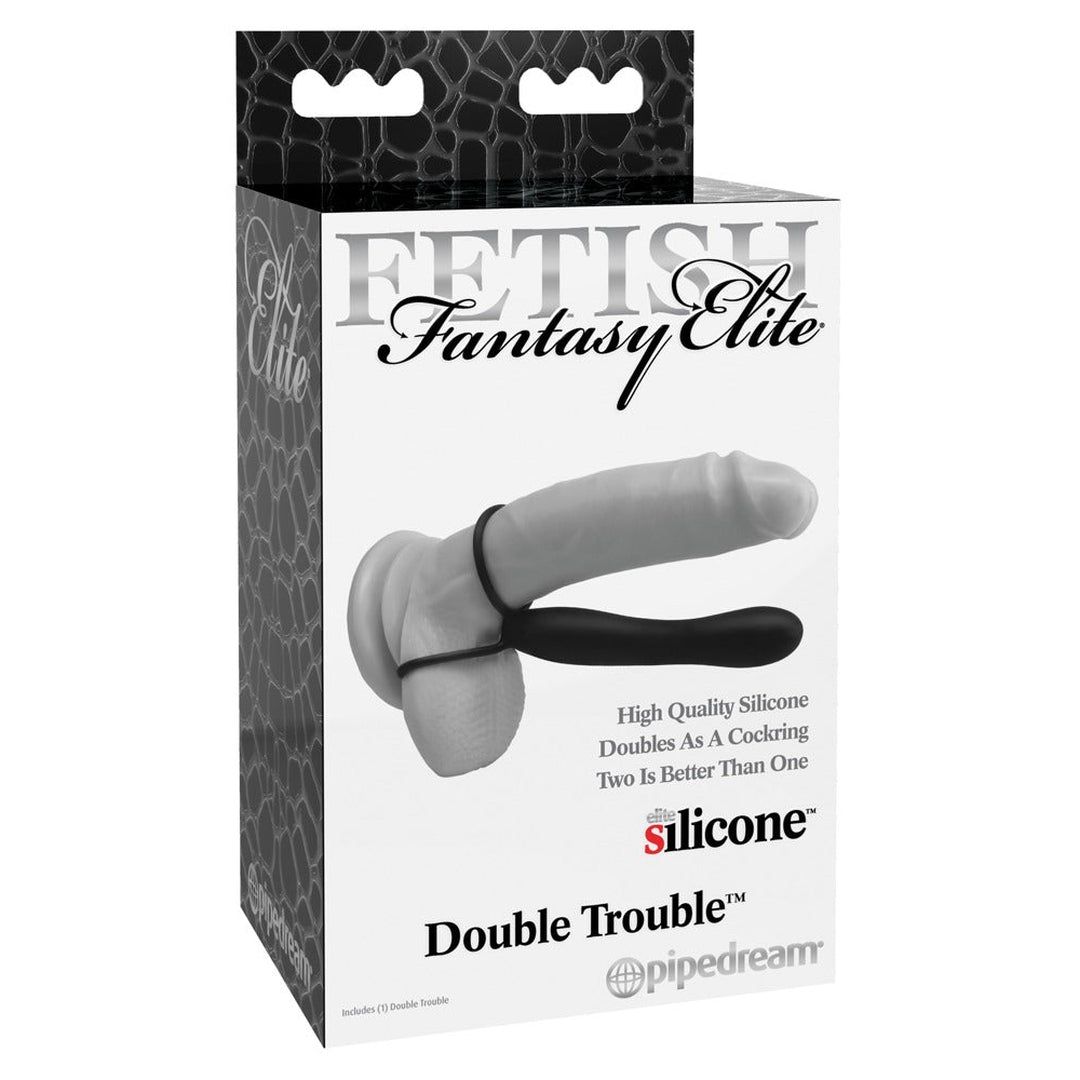 Analdildo mit Penis- und Hodenring Double Trouble | Paartoy für Sandwich-Sex | Fetish Fantasy