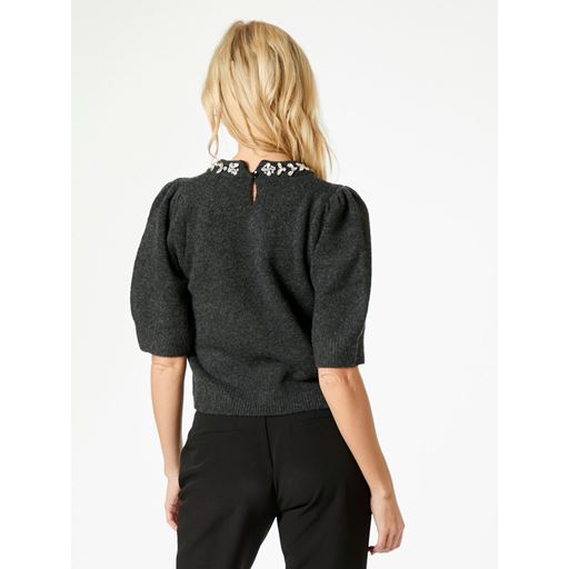 Neo Noir Maia Stone Knit Bluse, Antracit Melange, 40