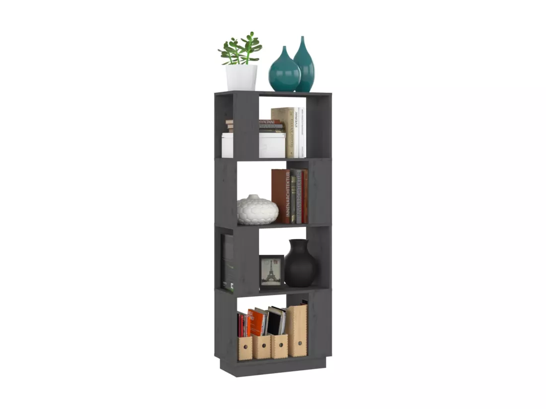 Bibliothèque/Séparateur de pièce Gris 51x25x132 cm Pin solide