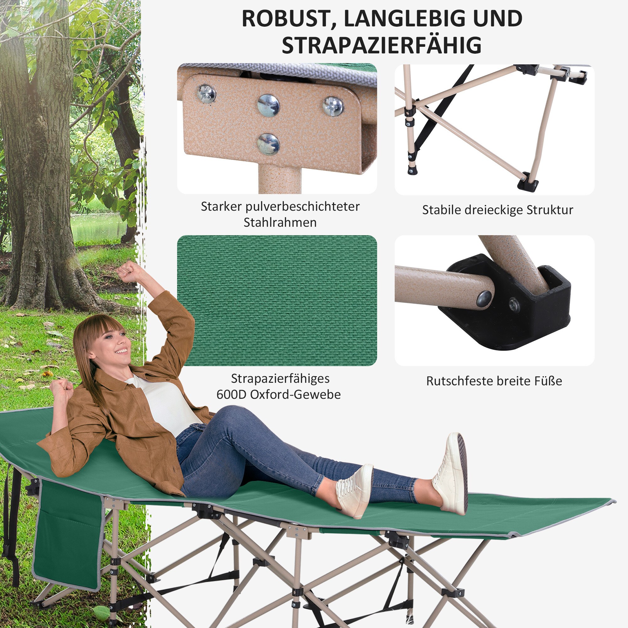 Outsunny Feldbett mit Aufbewahrungstasche 190 x 68 x 52 cm (LxBXH)