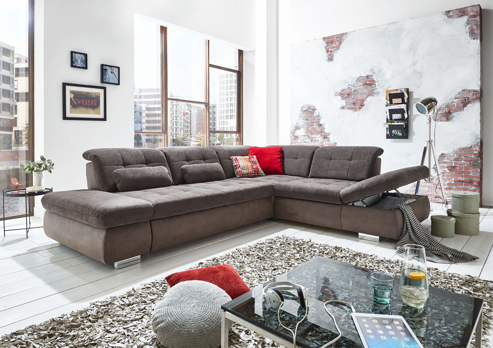 Polsterecke Lance Grau 323x260 cm