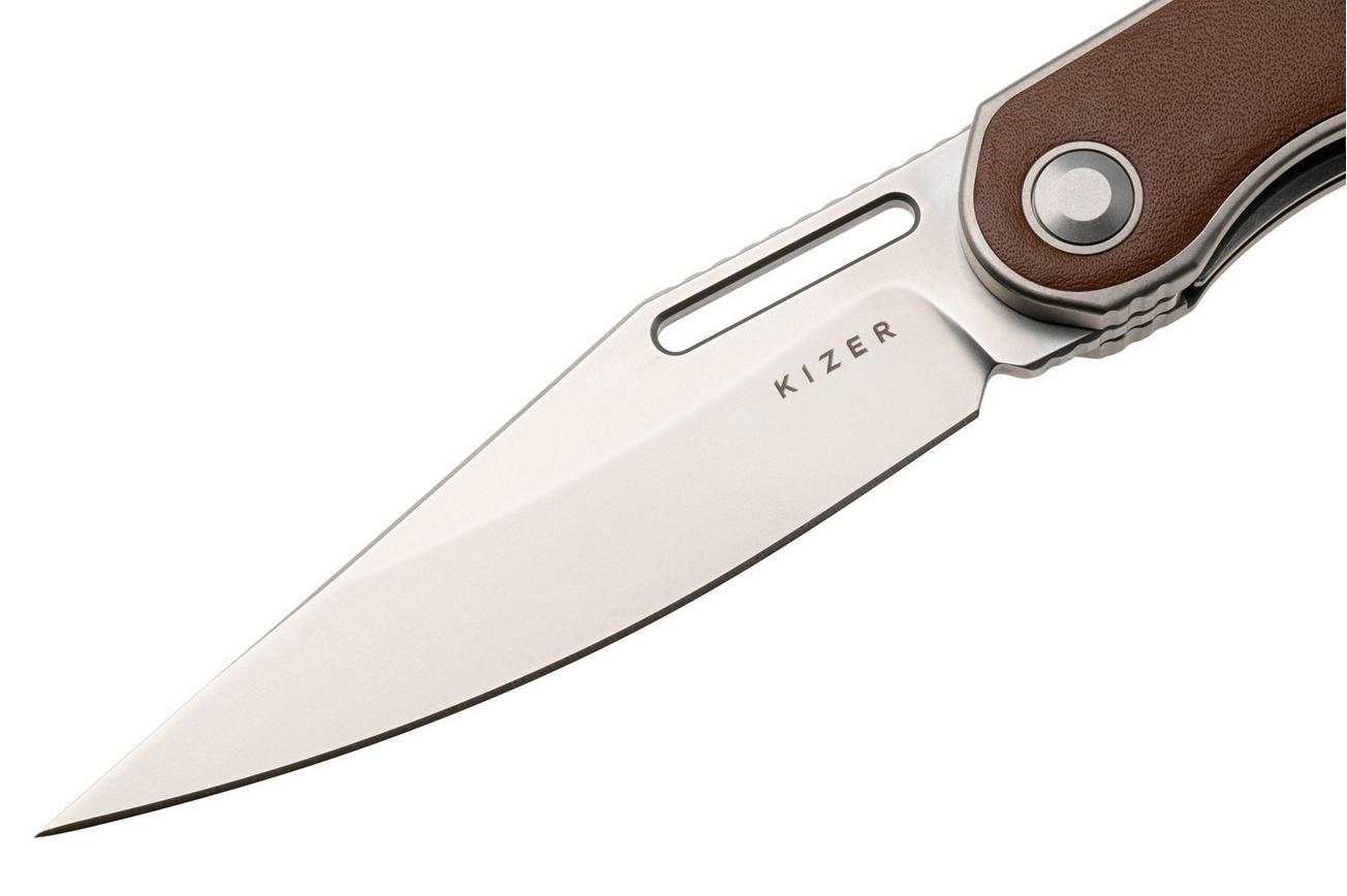 Kizer Raze KI3720A2 Bubble Stonewashed S45VN, Titanium Leather Inlay, zakmes, Mark Perez design