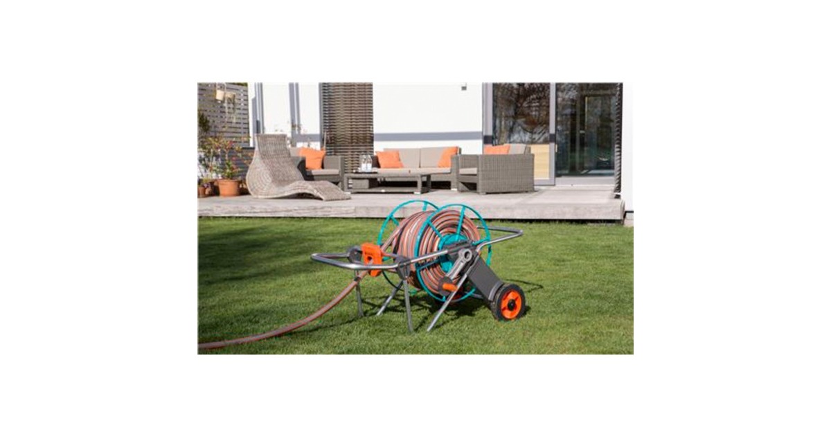 GARDENAMetalen Slangenwagen 100  (Grijs/turquoise, 2674-20)