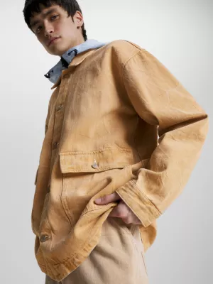 Jaqueta de trabalho oversized em denim revestido
