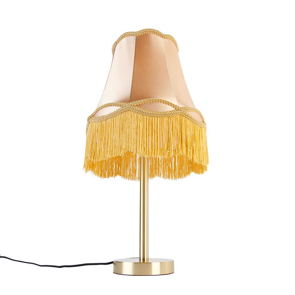Klassieke tafellamp messing met granny kap goud 30 cm - Simplo