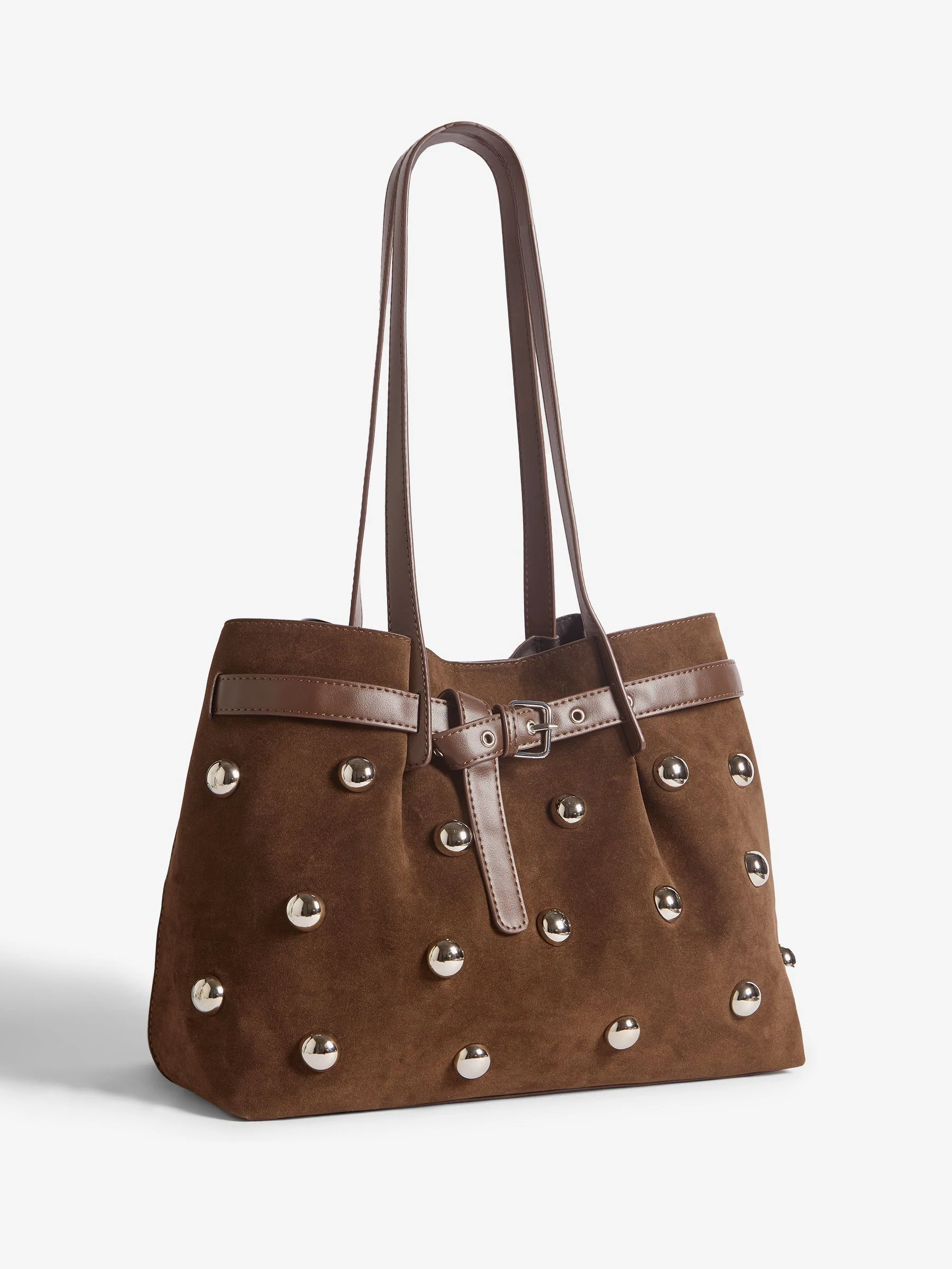 Friends Like These Faux Suede Studded Tote Bag