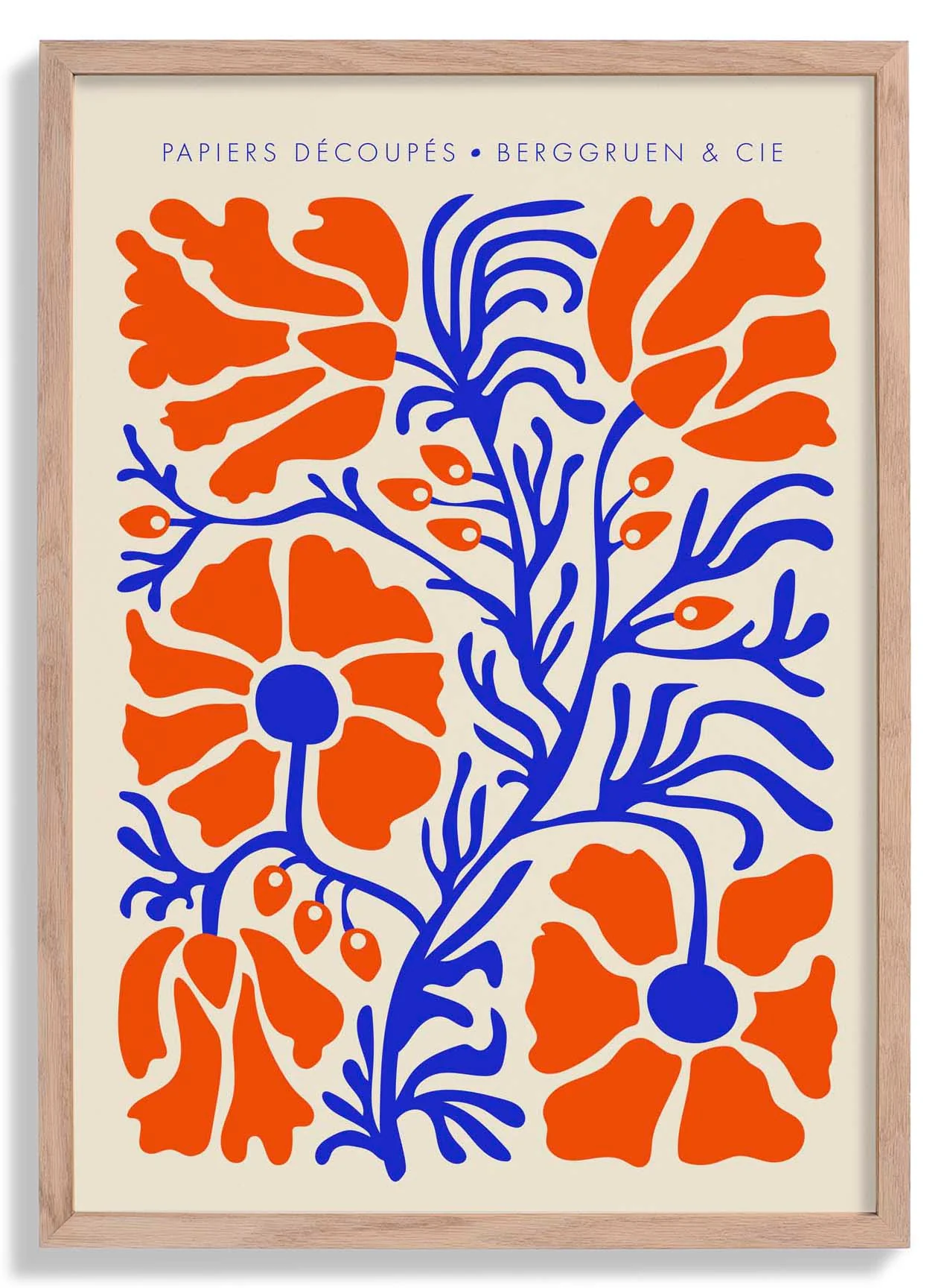 Blumen Blau Orange Papiers Découpés Kunstausstellung