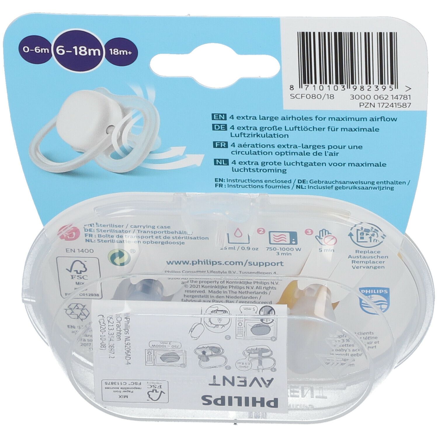 PHILIPS Avent Ultra Air Happy Schnuller 6-18 Monate, Zitrone