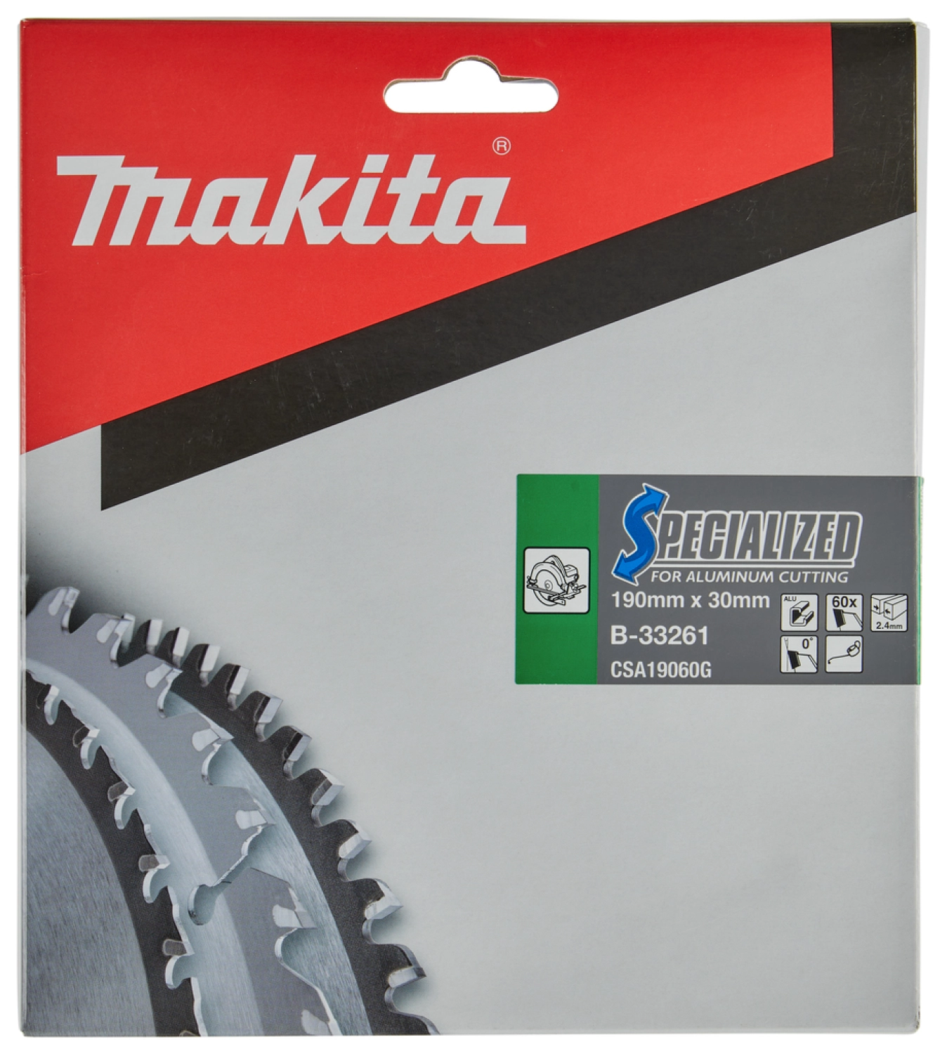 Makita B-33261 Specialized Cirkelzaagblad 190x30x2,4 60T - Aluminium