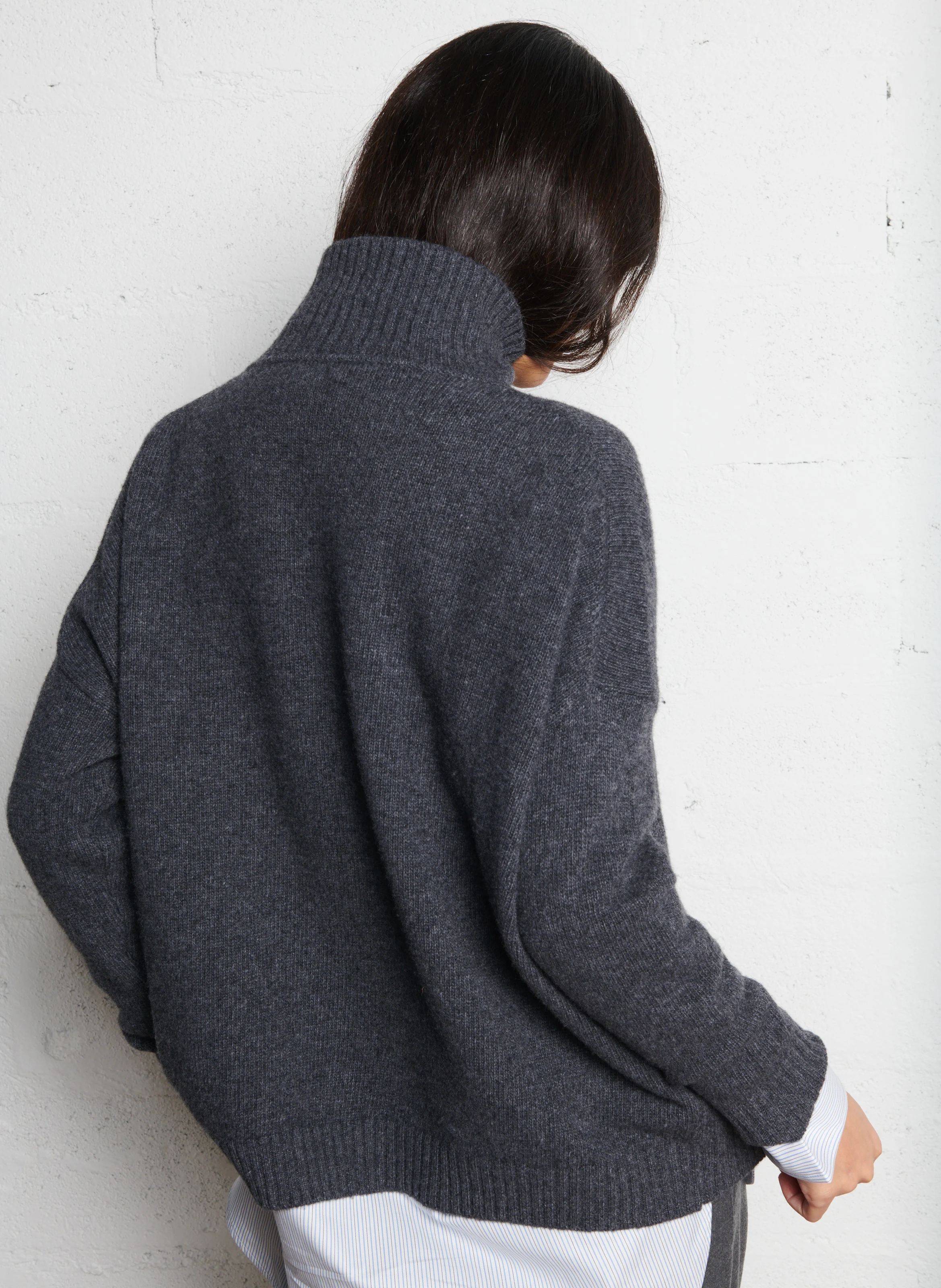 BORGIA - Pull ample col montant en laine | Noir