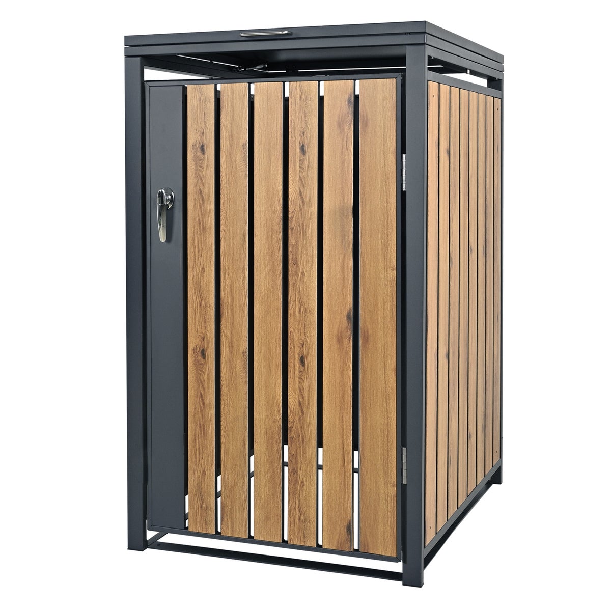ML-Design Enkele Bak Opbergkast voor 1 Bak (240L) 68x80x116,3cm Antraciet Eiken Look, Staal, Weerbestendig, Afsluitbare Bakdeksel met Scharnierend Deksel/Deur, Bakbox, Bakcontainer, Bakdeksel