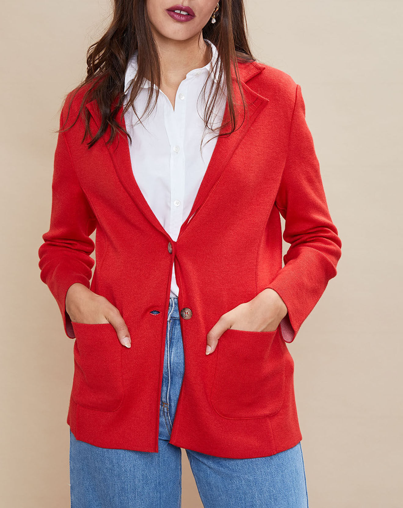 Devernois Veste blazer en Laine mélangée Voilier rouge
